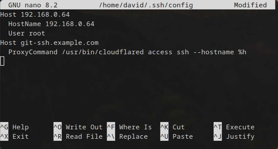 SSH config entry using cloudflared proxy command